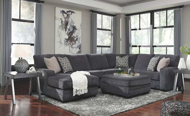 Ashley Tracling - Slate - 4 Pc. - Left Arm Facing Corner Chaise 3 Pc Sectional, Ottoman