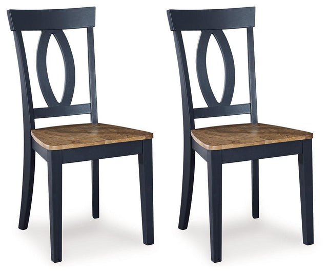 Ashley Landocken Dining Room Side Chair (2/CN) - Brown/Blue