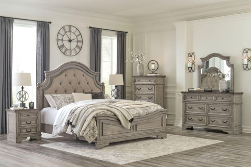 Ashley Lodenbay - Antique Gray - 7 Pc. - Dresser, Mirror, King Panel Bed, 2 Nightstands