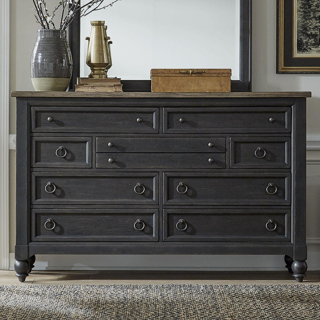 Liberty Furniture Americana Farmhouse - 9 Drawer Dresser - Dark Gray