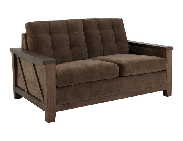 International Furniture Direct Walnut - Upholstered Loveseat - Deep Forest Brown