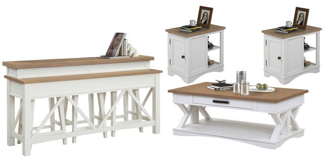 Parker House Americana Modern - Cocktail Table With 2 Chairside Tables And Console Table With 3 Stools - Cotton