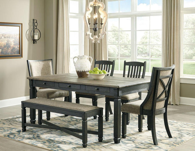Ashley Tyler Creek - Dark Gray - 6 Pc. - Dining Room Table, 2 Side Chairs, 2 Upholstered Side Chairs, Bench