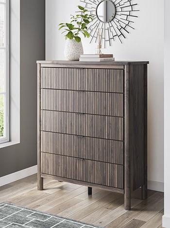 Ashley Pamytta Five Drawer Wide Chest - Brown