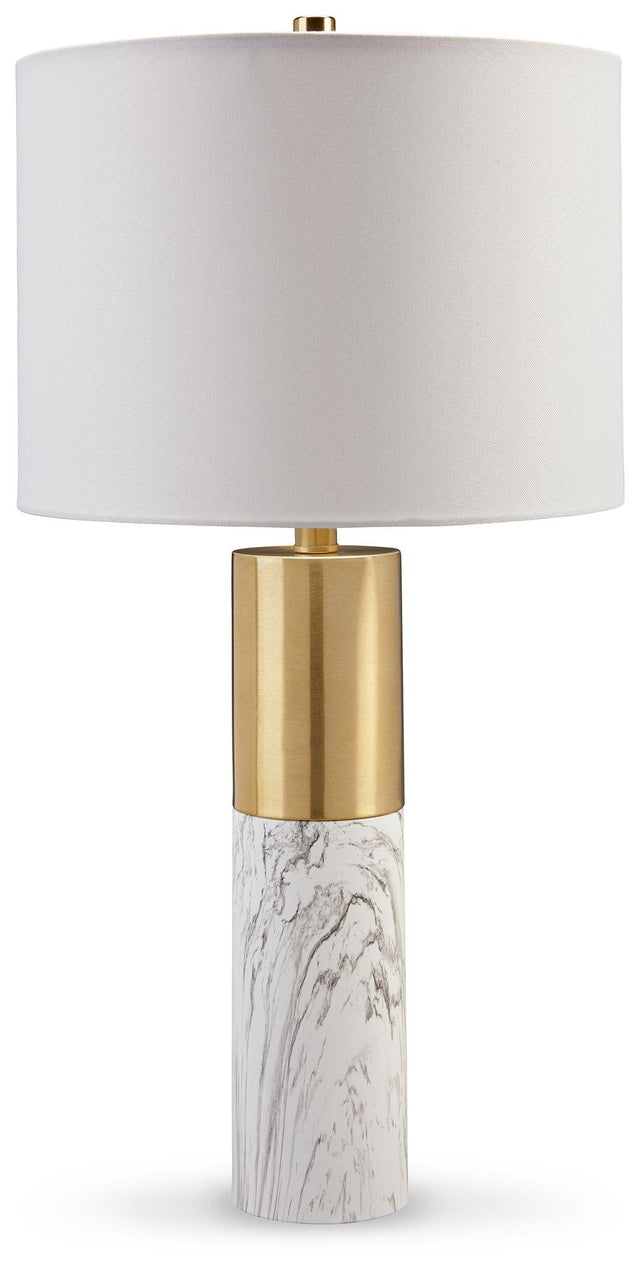 Ashley Samney Metal Table Lamp (2/CN) - Gold Finish/White