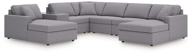 Ashley Modmax - Granite - 7-Piece Sectional With Laf And Raf Corner Chaises And With Storage Console