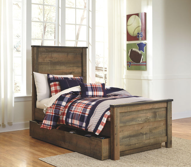 Ashley Trinell - Brown - Twin Panel Bed with 1 Large Storage Drawer