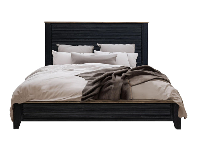 International Furniture Direct Empire - King Panel Bed - Satin Black And Brown