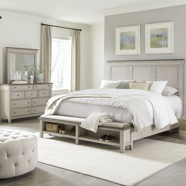 Liberty Furniture Ivy Hollow - 3 Piece Bedroom Set (King Storage Bed, Dresser & Mirror) - White