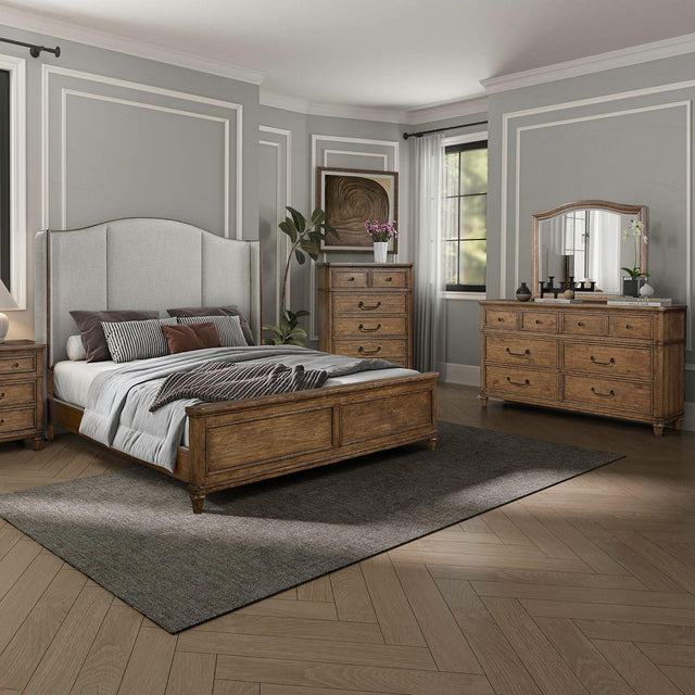 Liberty Furniture Harrison Heights - 4 Piece Bedroom Set (Queen Shelter Bed, Dresser & Mirror, Chest) - Sienna