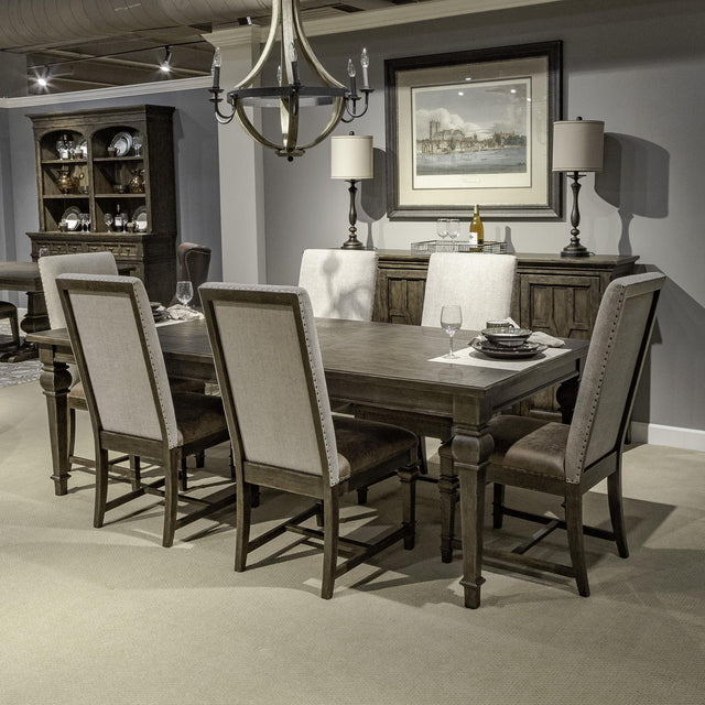 Liberty Furniture Paradise Valley - 7 Piece Rectangular Table Set (Upholstered Side Chairs) - Dark Brown