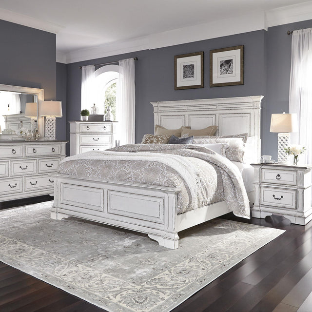 Liberty Furniture Abbey Park - 5 Piece Bedroom Set (California King Panel Bed, Dresser & Mirror, Chest, Nightstand) - White