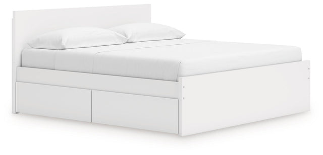 Ashley Onita - White - King Panel Platform Bed With Storage