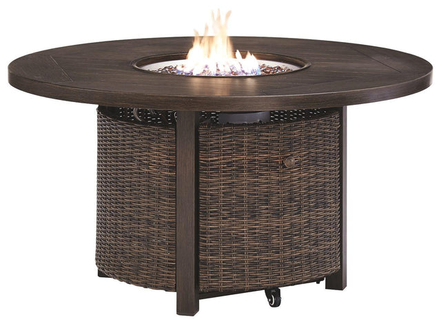 Ashley Paradise Trail Round Fire Pit Table - Medium Brown