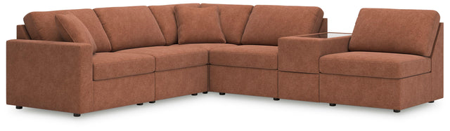 Ashley Modmax - Spice - 6-Piece Sectional With Storage Console And 3 Armless Chairs