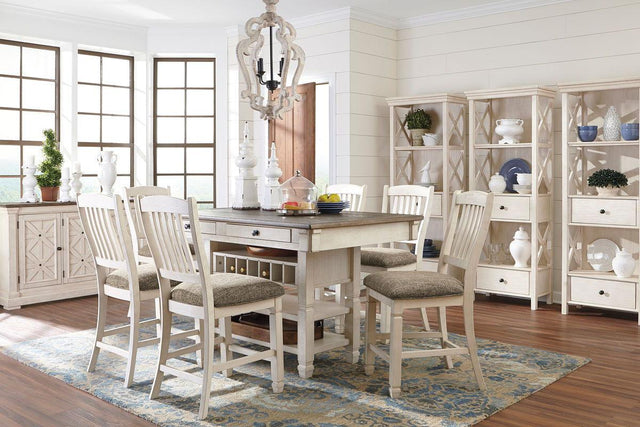 Ashley Bolanburg - Beige - 11 Pc. - Counter Table, 6 Barstools, Server, 3 Cabinets