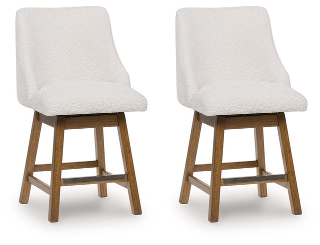 Ashley Cabalynn Upholstered Barstool (2/CN) - Oatmeal/Light Brown