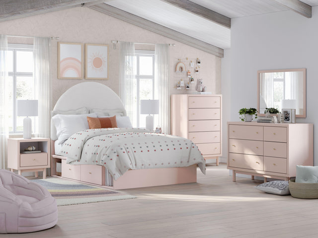 Ashley Wistenpine - Blush - 6 Pc. - Full Upholstered Panel Bed With Side Storage