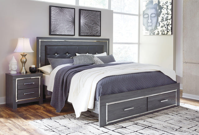 Ashley Lodanna - Gray - King Platform Bed with 2 Storage Drawers