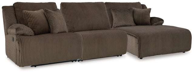 Ashley Top Tier - Chocolate - 3-Piece Reclining Sectional With Raf Press Back Chaise