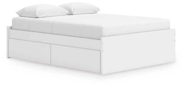 Ashley Onita - White - Queen Platform Bed With 1 Side Storage
