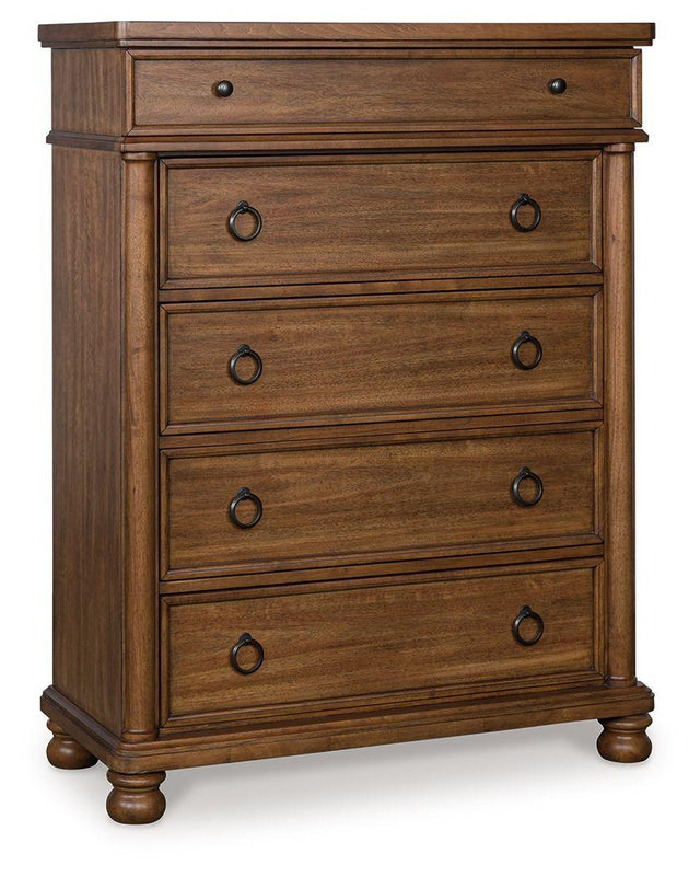 Ashley Rowlenstown Five Drawer Chest - Brown