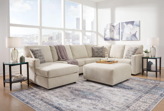 Ashley Edenfield - Linen - 4 Pc. - Left Arm Facing Corner Chaise 3 Pc Sectional, Ottoman