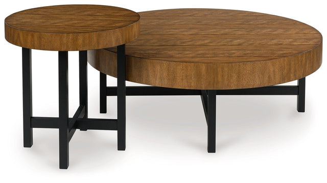 Ashley Steenlage Occasional Table Set (2/CN) - Brown/Black