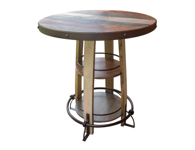 International Furniture Direct Antique Multicolor - Bistro Barrel Table With Shelves - Dark Brown