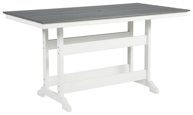 Ashley Transville RECT COUNTER TABLE W/UMB OPT - Gray/White