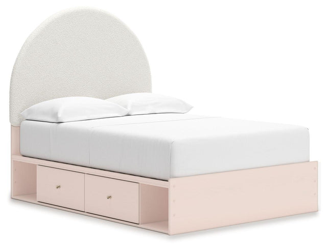 Ashley Wistenpine - Blush - Full Upholstered Panel Bed With Under Bed Storage
