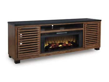 Ashley Kallari XL TV Stand w/Fireplace Option - Warm Brown/Black