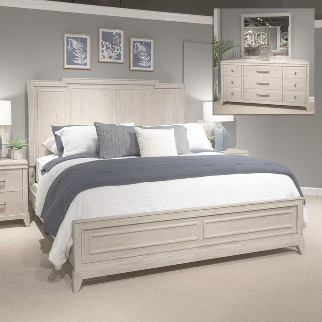 Liberty Furniture New Haven - 3 Piece Bedroom Set (California King Panel Bed, Dresser & Mirror) - White