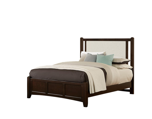 Vaughan-Bassett Bonanza - Full Size Pebble Gray Upholstered Bed With Mansion Footboard - Merlot