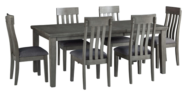 Ashley Hallanden - Black / Gray - 7 Pc. - Extension Table, 6 Side Chairs