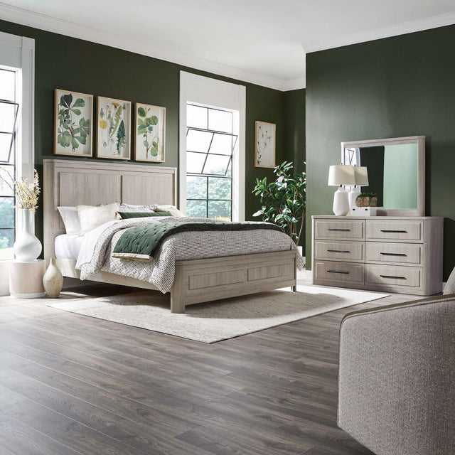 Liberty Furniture Modern Play - 3 Piece Bedroom Set (King Panel Bed, Dresser & Mirror) - White