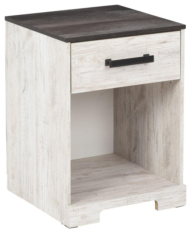 Ashley Shawburn One Drawer Night Stand - Whitewash/Charcoal Gray