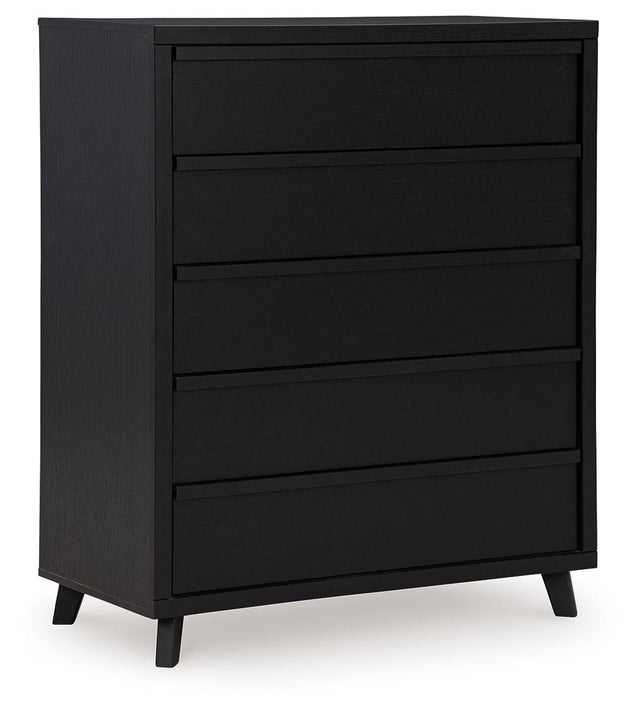 Ashley Danziar Five Drawer Wide Chest - Black