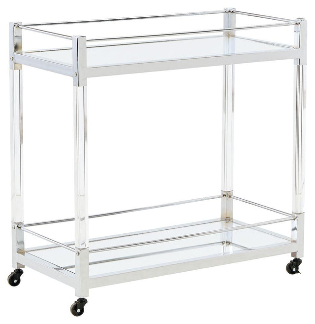 Ashley Chaseton Bar Cart - Clear/Silver Finish