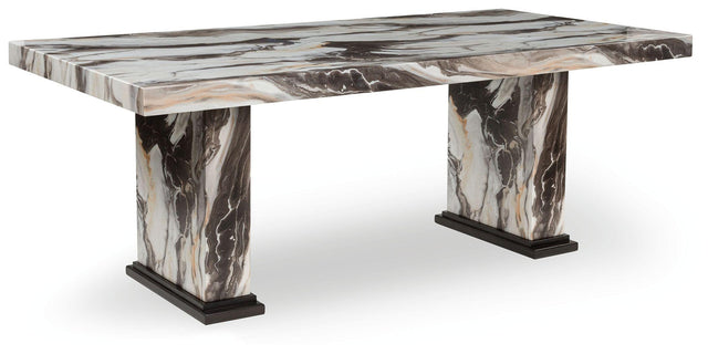 Ashley Jeshina - Dark Brown / Beige - Dining Table
