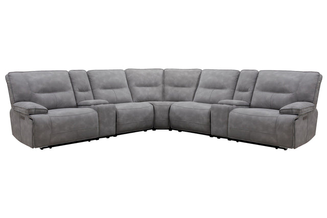 Parker House Gladiator - 7 Piece Modular Power Zero Gravity Reclining Sectional With Power Adjustable Headrests - Sky