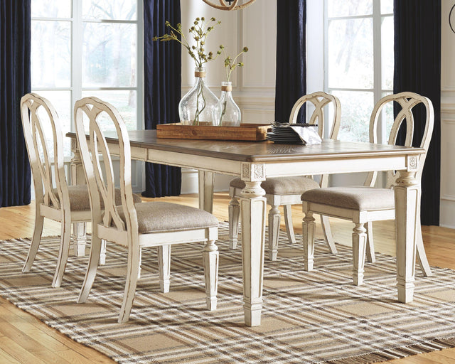 Ashley Realyn - White - 5 Pc. - Extension Table, 4 Ribbonback Side Chairs