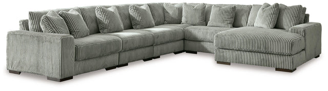 Ashley Lindyn - Fog - 6-Piece Sectional With RAF Corner Chaise