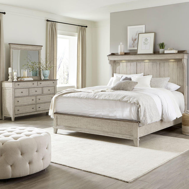 Liberty Furniture Ivy Hollow - 3 Piece Bedroom Set (California King Mantle Bed, Dresser & Mirror) - White