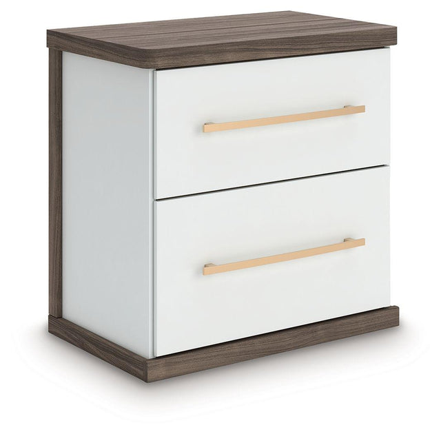 Ashley Kendanport Two Drawer Night Stand - Brown/White