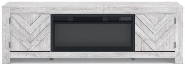 Ashley Cayboni - Whitewash - 71" TV Stand With Electric Fireplace