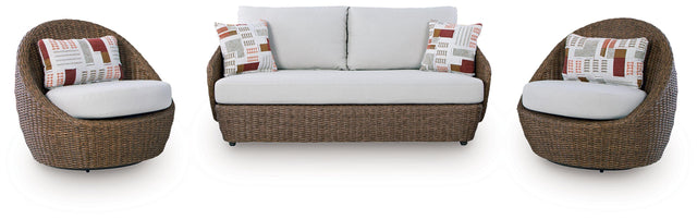 Ashley Double Point Love/Swivel Chairs Set (3/CN) - Beige