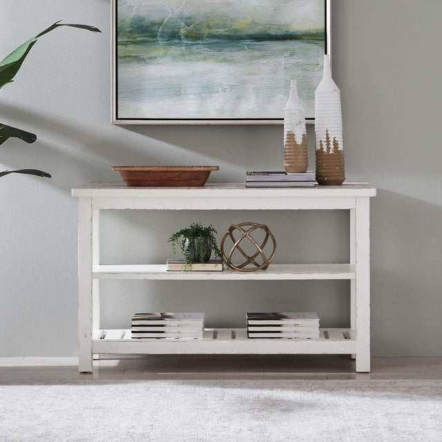 Liberty Furniture Backroads - Sofa Table - Weathered White & Parchment Brown