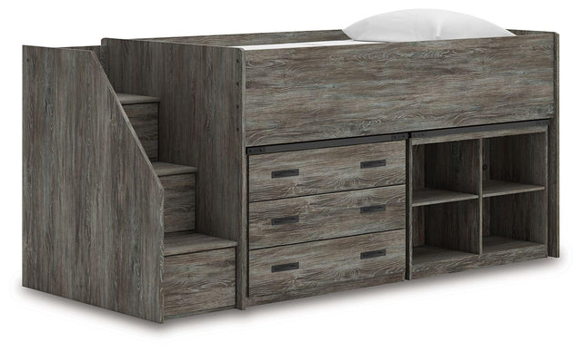 Ashley Frandern - Gray - Twin Loft Bed With Bookcase And Drawer Storage