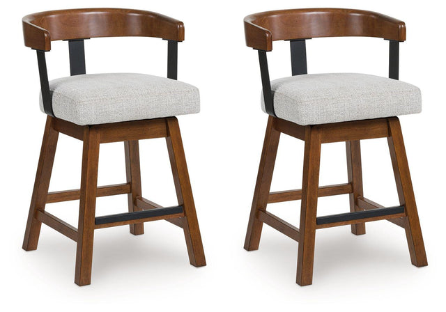 Ashley Ralene UPH Swivel Barstool (2/CN) - Medium Brown